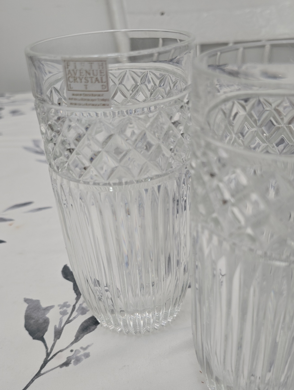 Fifth Avenue LTD Set Of 3 Crystal High Ball Glasses Diamond Rib Czech Republic - Picture 9 of 15